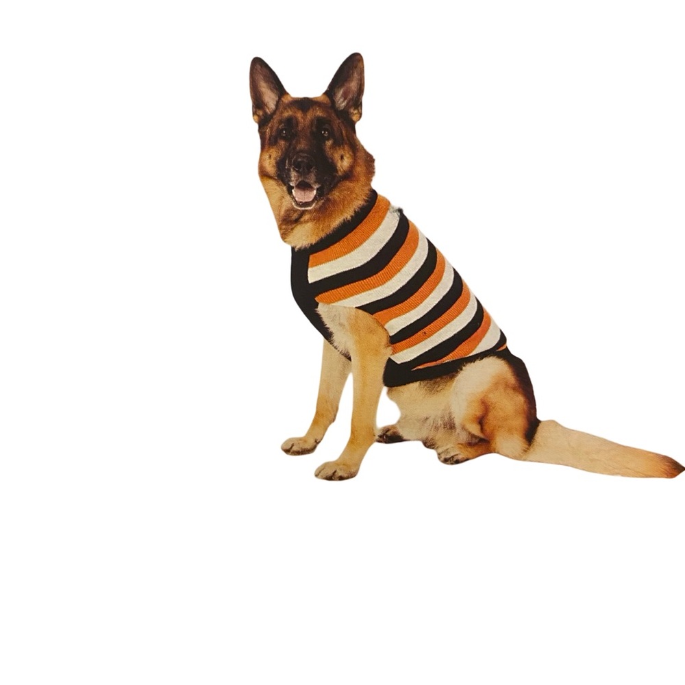 Vibrant Striped Dog Sweater - Black and Orange